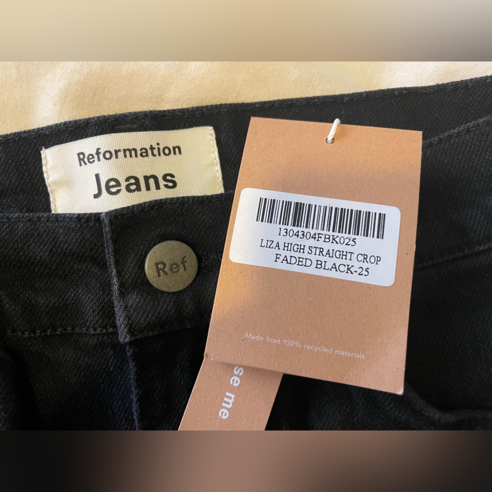 Reformation Jeans - Liza high straight crop, size 25, black